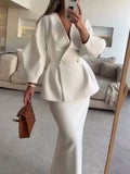 Jemima | Puff-sleeve blazer skirt suit
