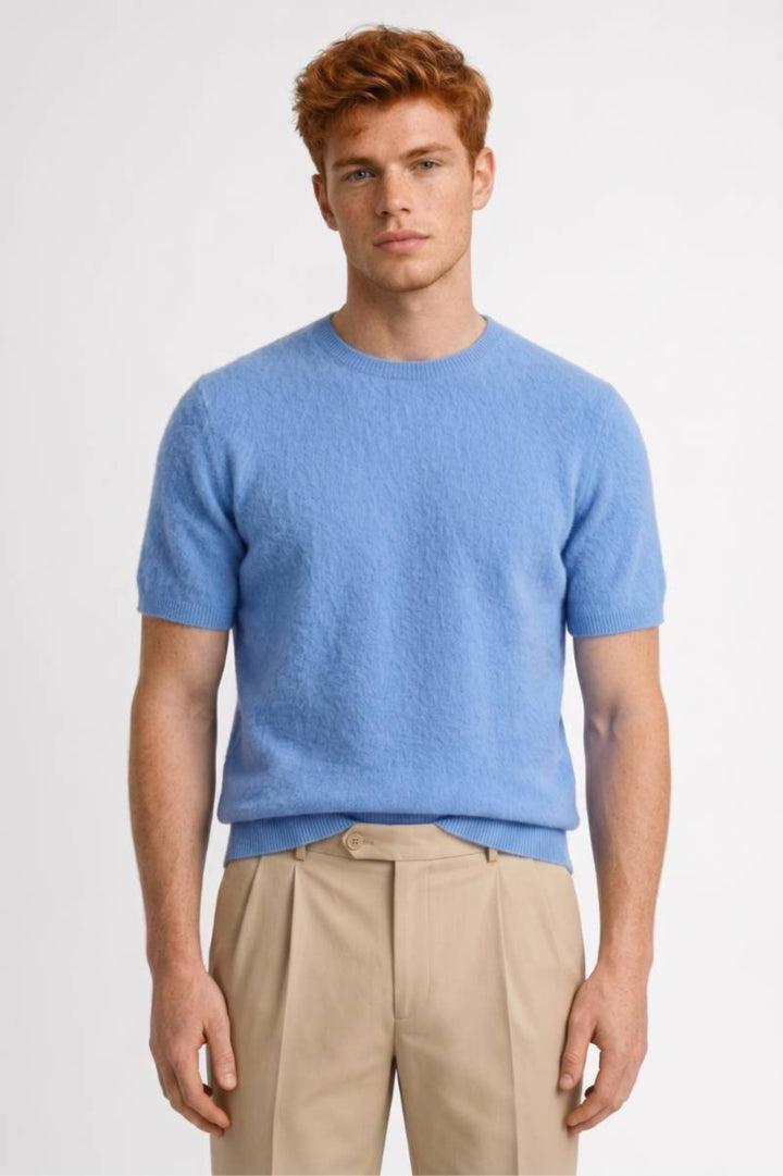 Men’s Fine Knit Crewneck Tee | Lightweight Short Sleeve | Casual Pullover Top