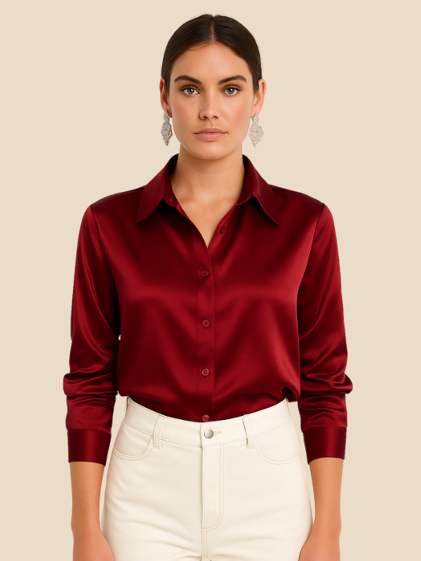 Philomena | Satin classic collar shirt