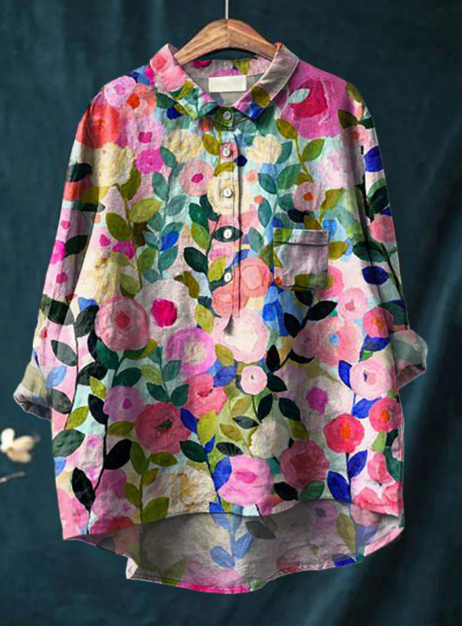 Olivia | Flowing Floral Button Blouse
