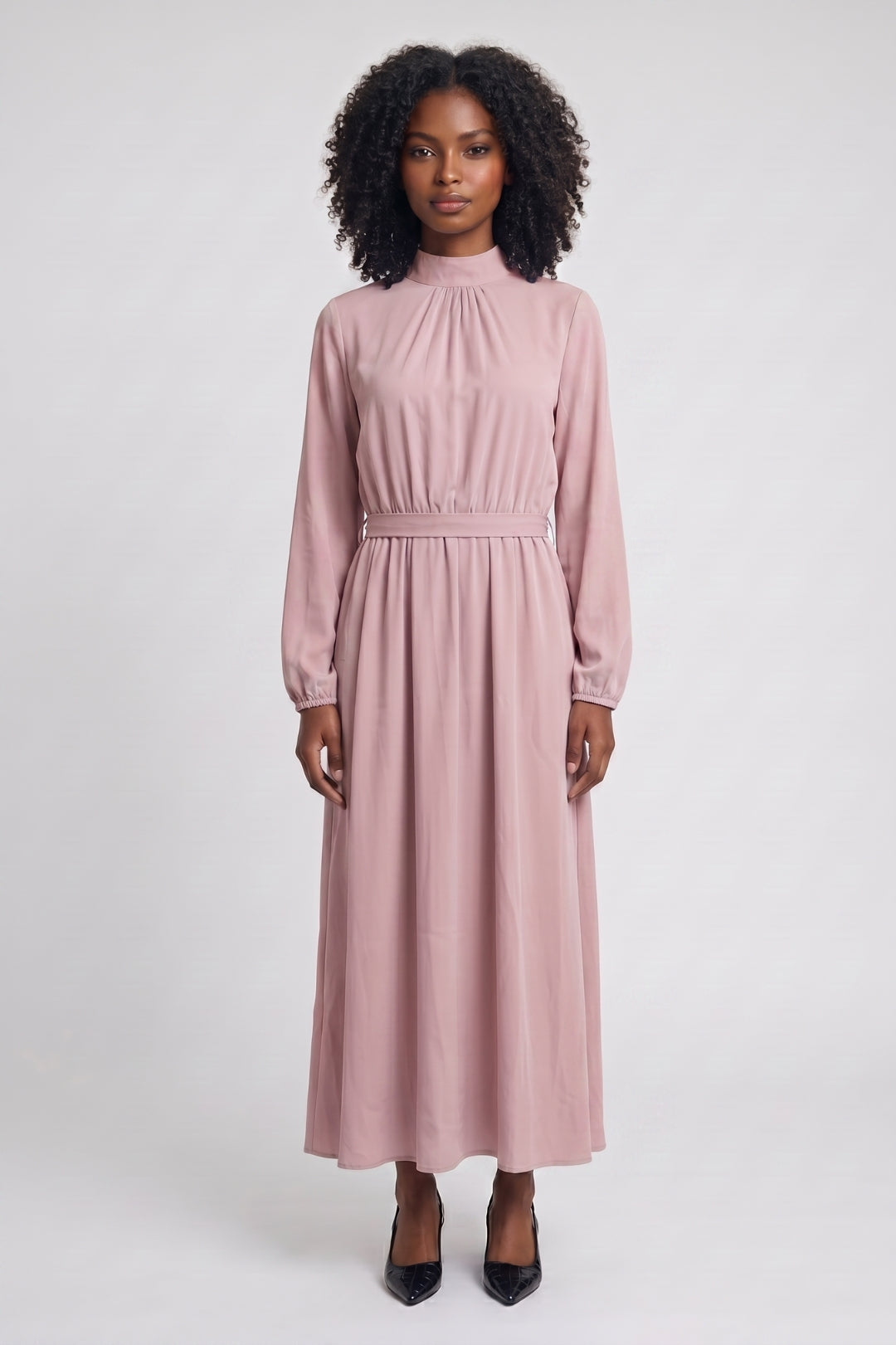 Madison | Belted Long Sleeve Midi Dress