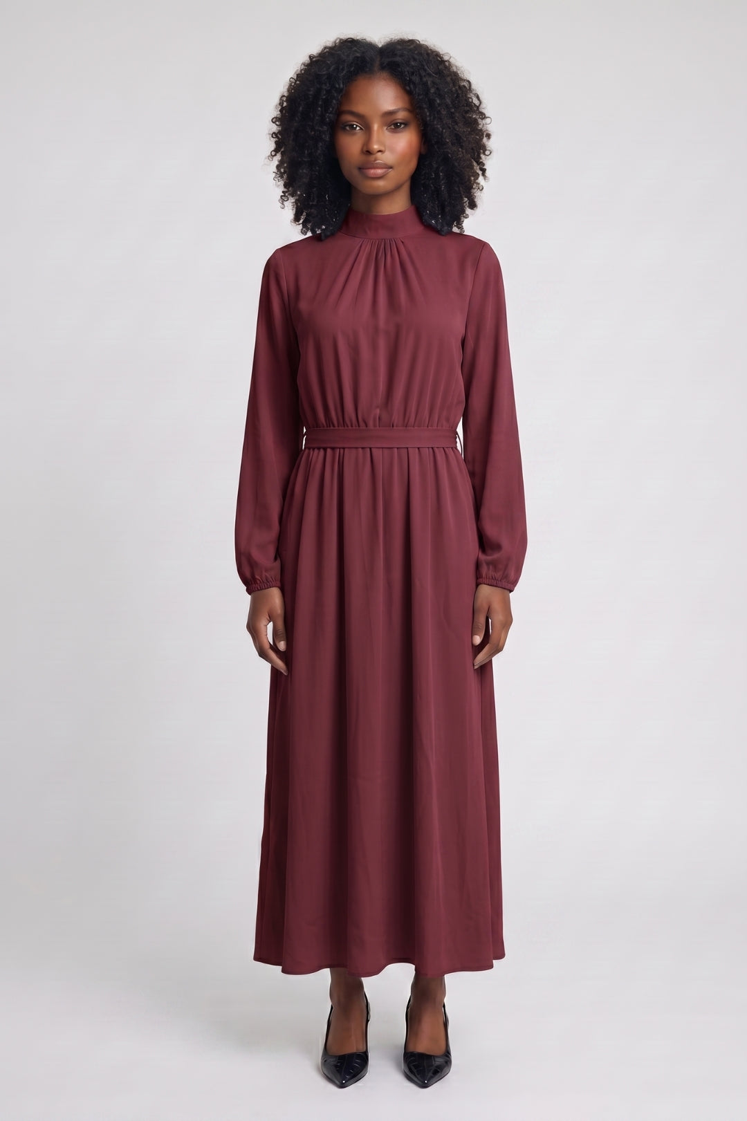 Madison | Belted Long Sleeve Midi Dress