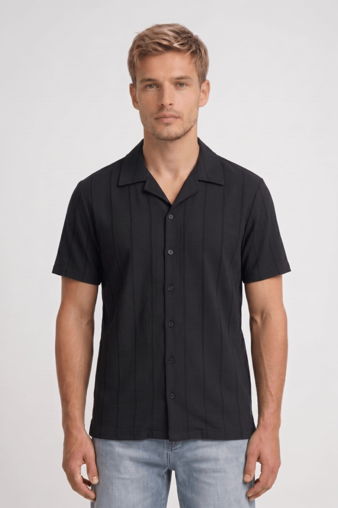Caden | Vertical Stripe Camp Collar Shirt