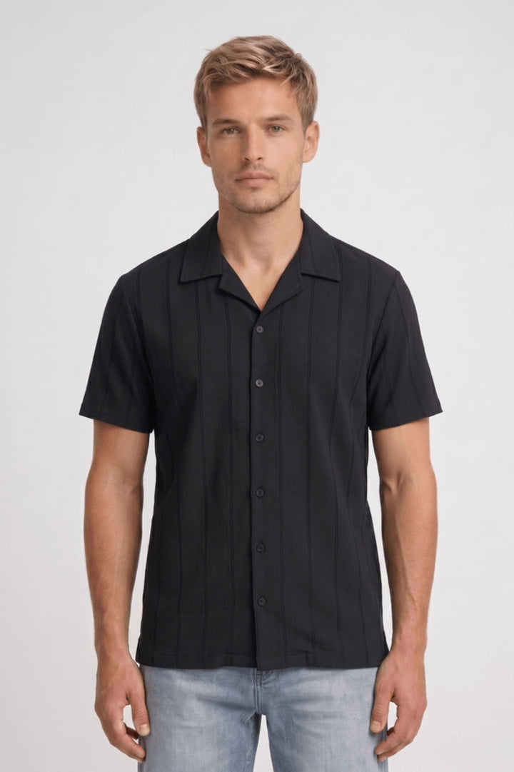 Caden | Vertical Stripe Camp Collar Shirt