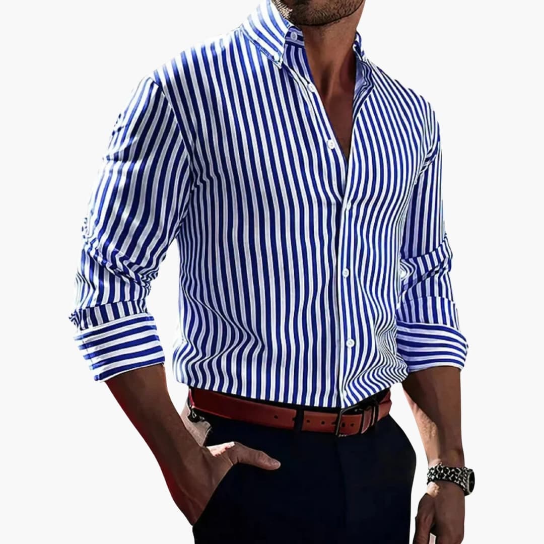 Tyler | Men’s Striped Long Sleeve Button-Down Shirt