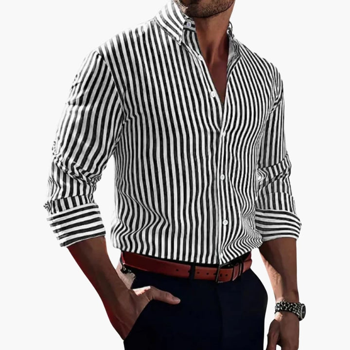 Tyler | Men’s Striped Long Sleeve Button-Down Shirt