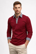 Ethan Contrast Collar Long Sleeve Polo