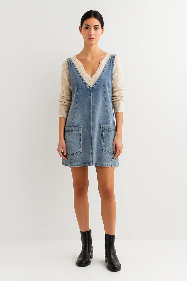 Nora | V-Neck Denim Mini Dress