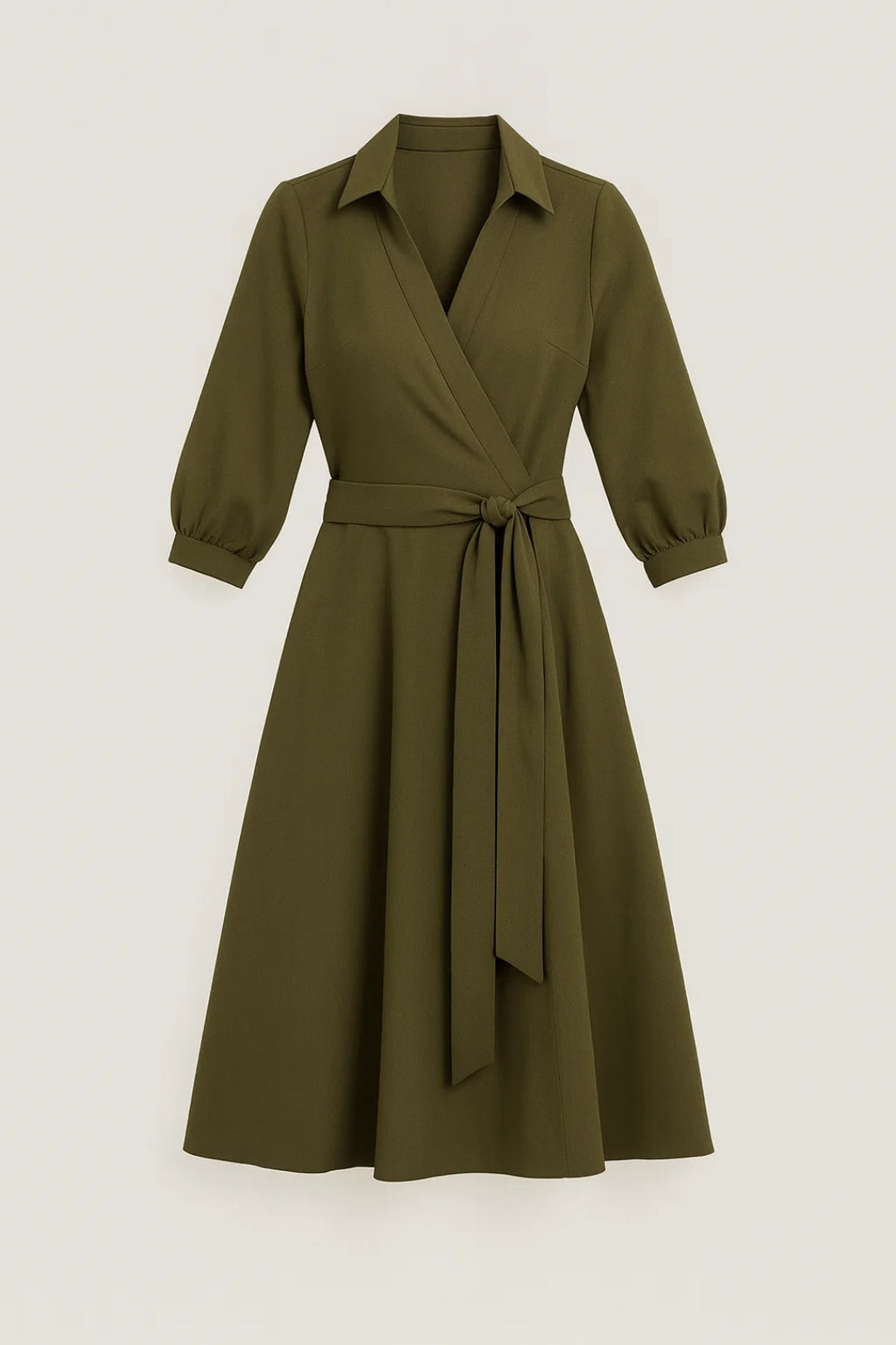 Olivia Belted Wrap Midi Dress