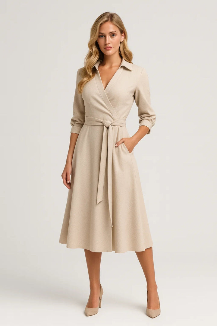 Olivia Belted Wrap Midi Dress