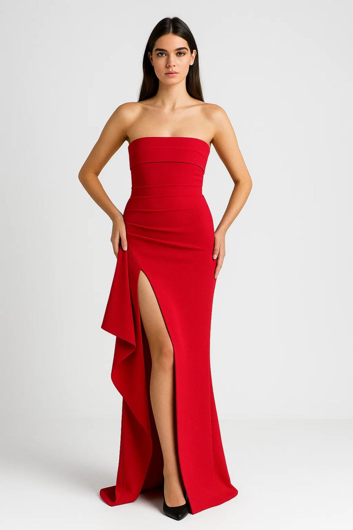 Chloe Strapless Slit Maxi Dress