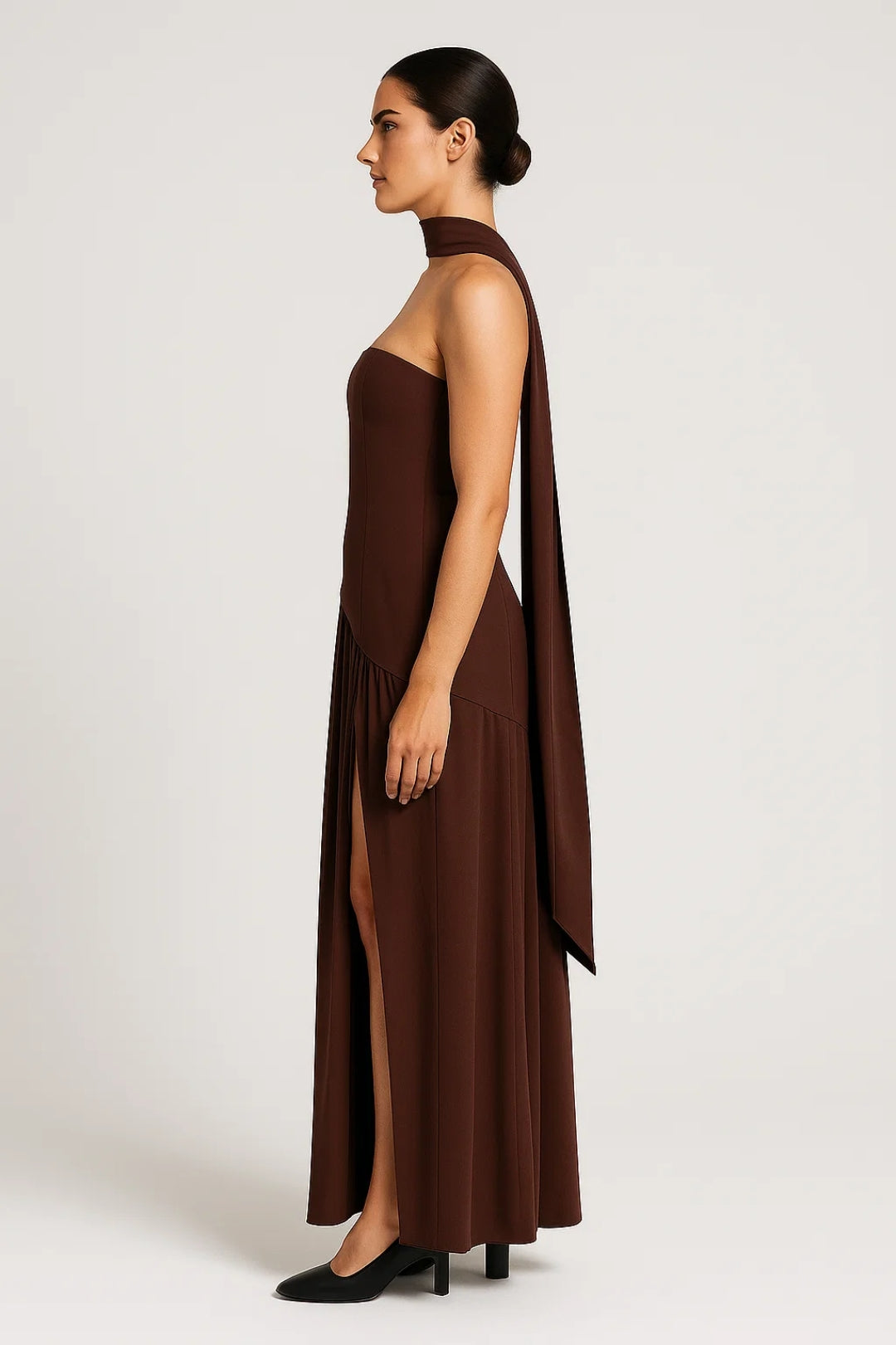 Elise Scarf Detail Maxi Dress