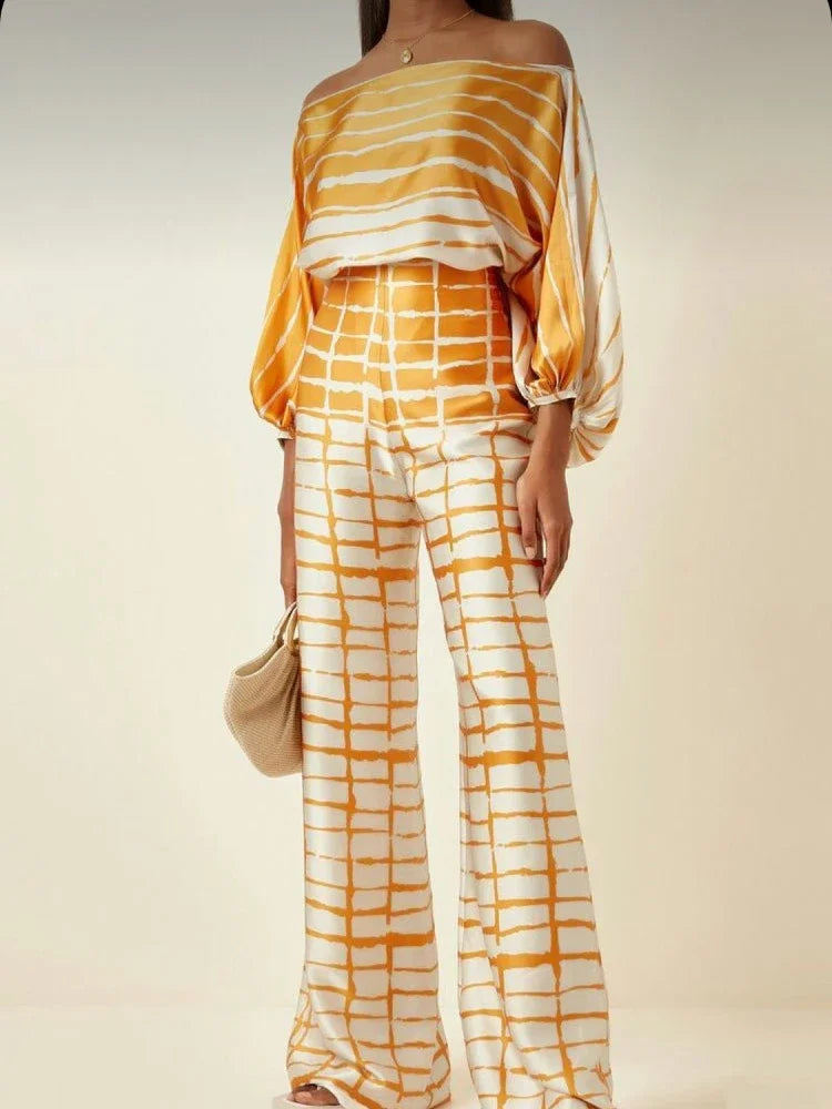 Katerina | Asymmetric satin two-piece set