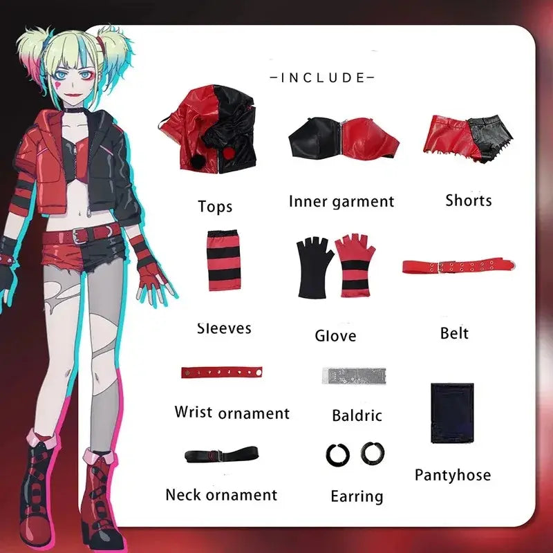 Cordelia | Women Harley Quinn costume set with wig