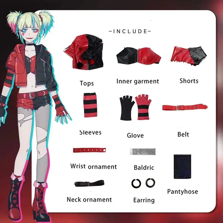 Cordelia | Women Harley Quinn costume set with wig
