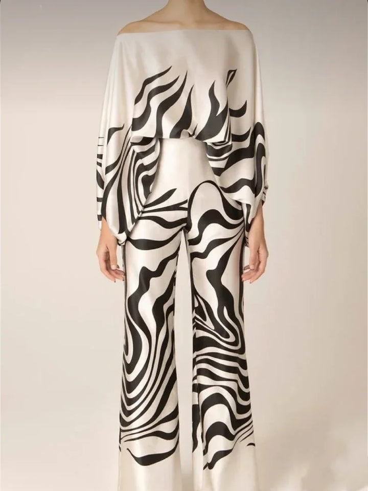Katerina | Asymmetric satin two-piece set