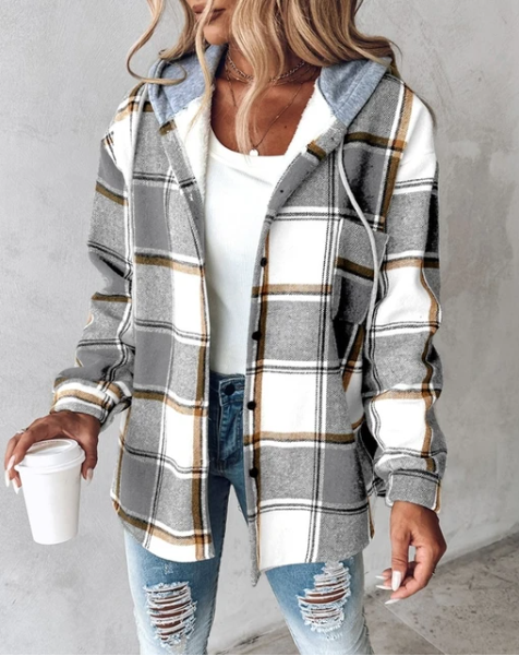 Savannah | Cozy Plaid Hooded Shacket