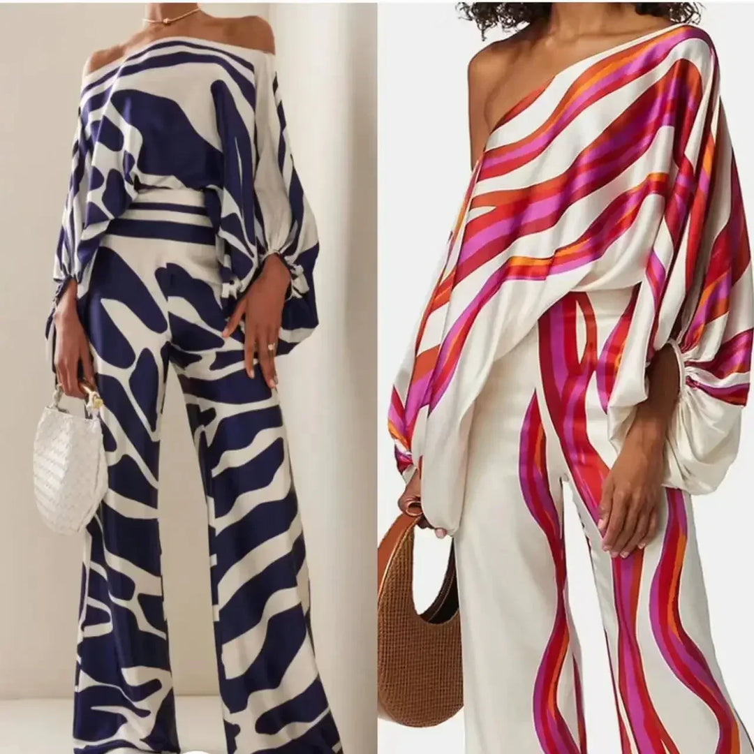 Katerina | Asymmetric satin two-piece set