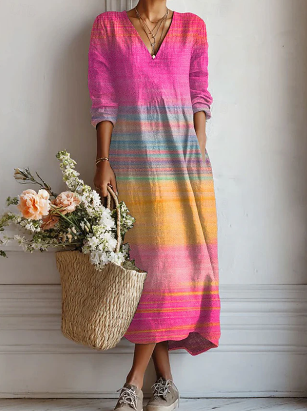 Talia | Multicolor V-neck dress for women