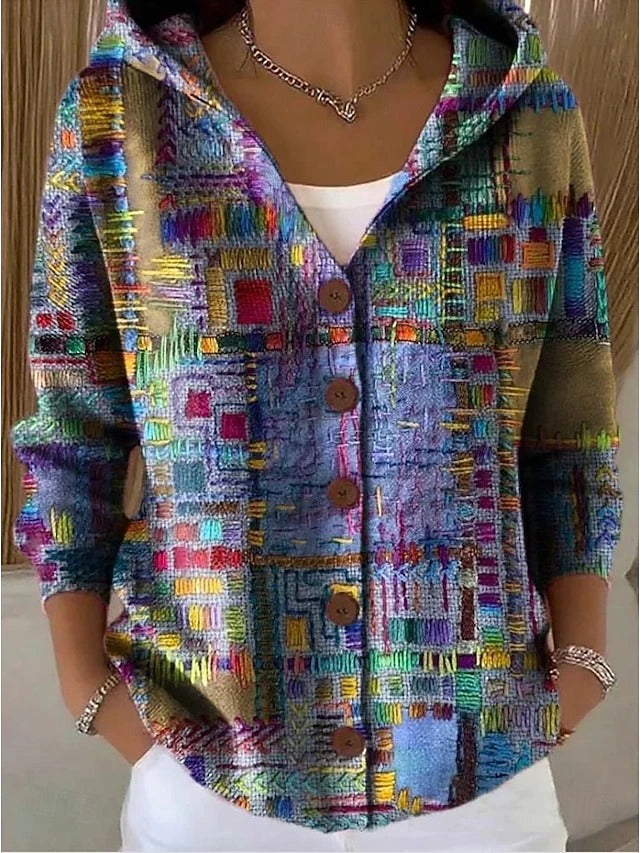 Xenia | Button hooded sweater for women