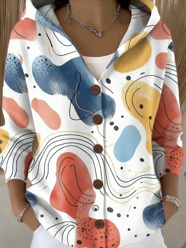 Xenia | Button hooded sweater for women