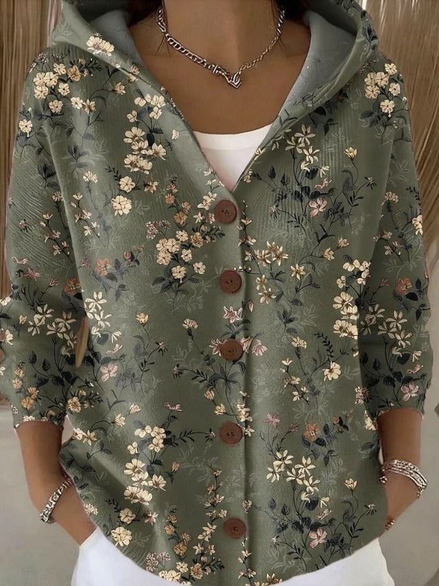 Xenia | Button hooded sweater for women