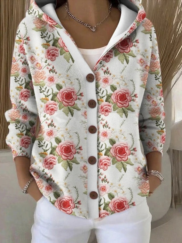 Xenia | Button hooded sweater for women