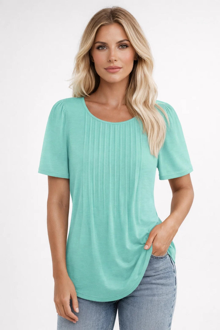 Grace Pleated Front Short Sleeve Top