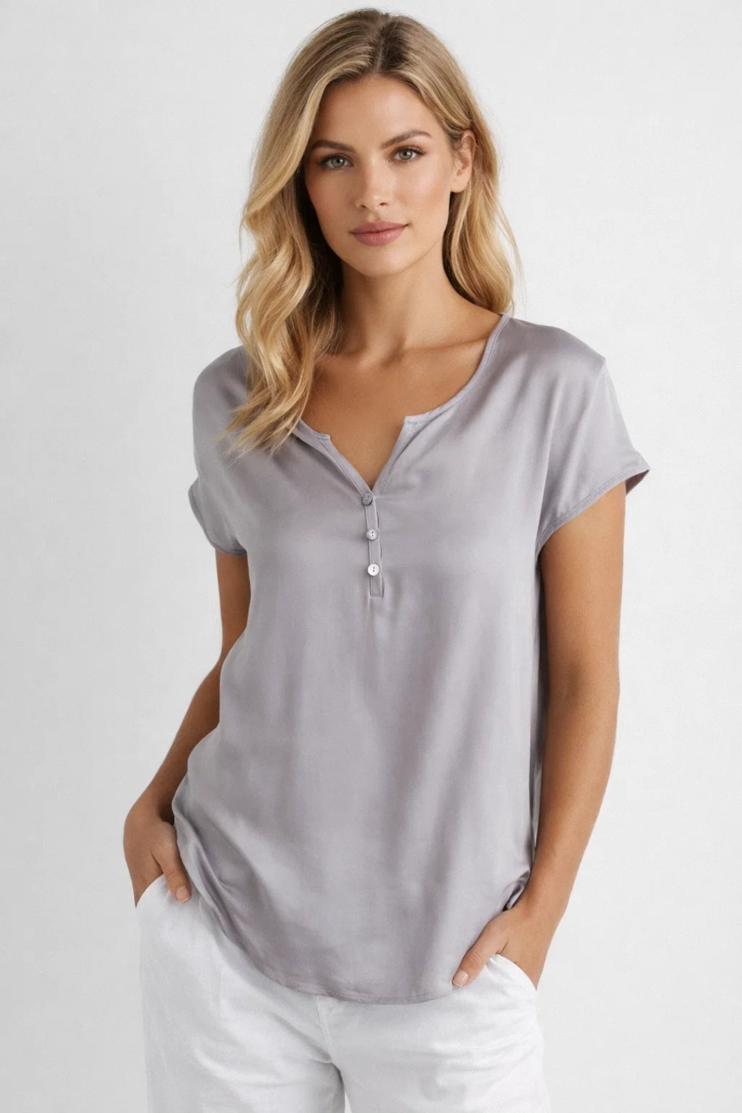 Ava | V-Neck Short Sleeve Blouse