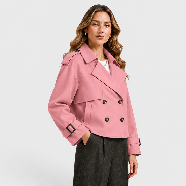 Ivy | Cropped Double-Breasted Trench Jacket