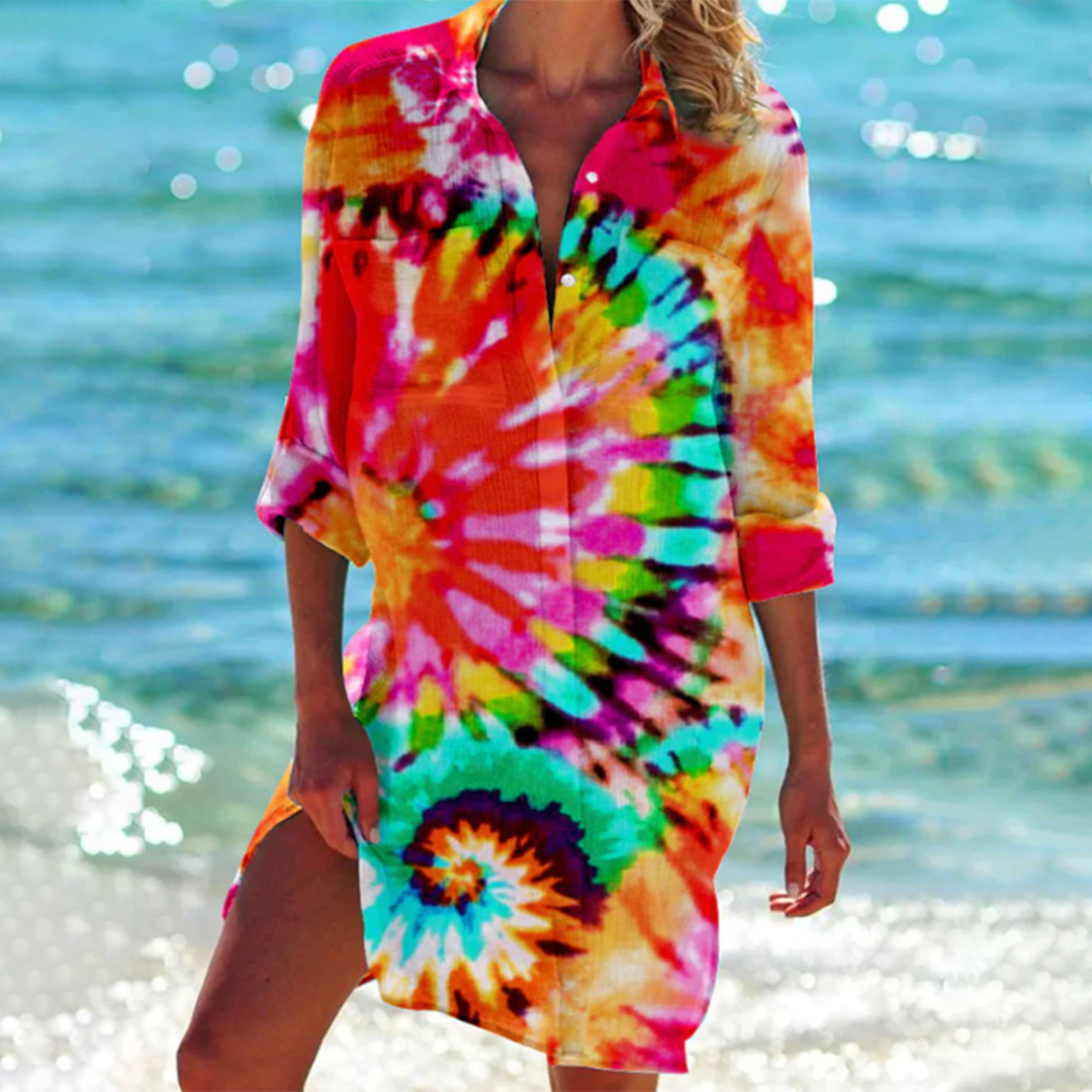 Riley | Tie Dye V-Neck Shirt Dress
