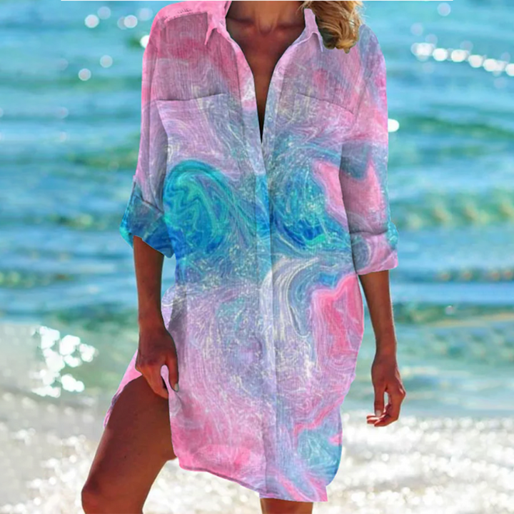 Riley | Tie Dye V-Neck Shirt Dress