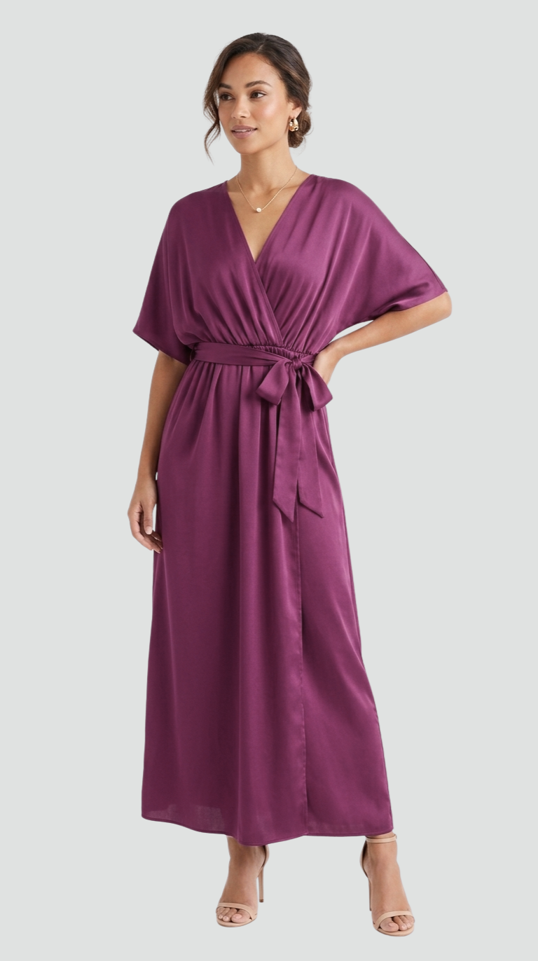 Olivia | Women’s Wrap Neck Midi Dress