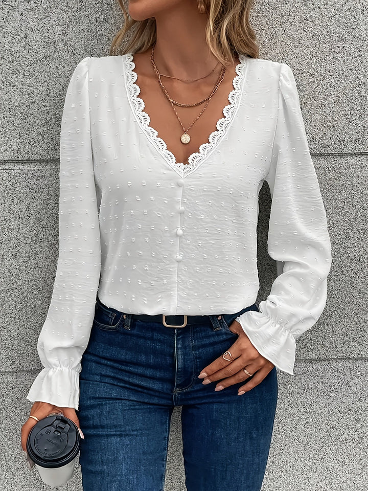 Elowen | Lace Trim Everyday Blouse