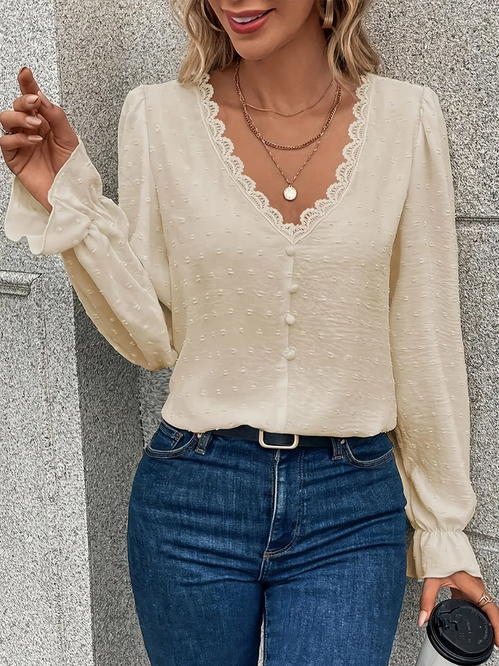 Elowen | Lace Trim Everyday Blouse