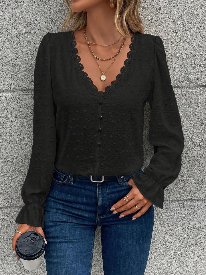 Elowen | Lace Trim Everyday Blouse