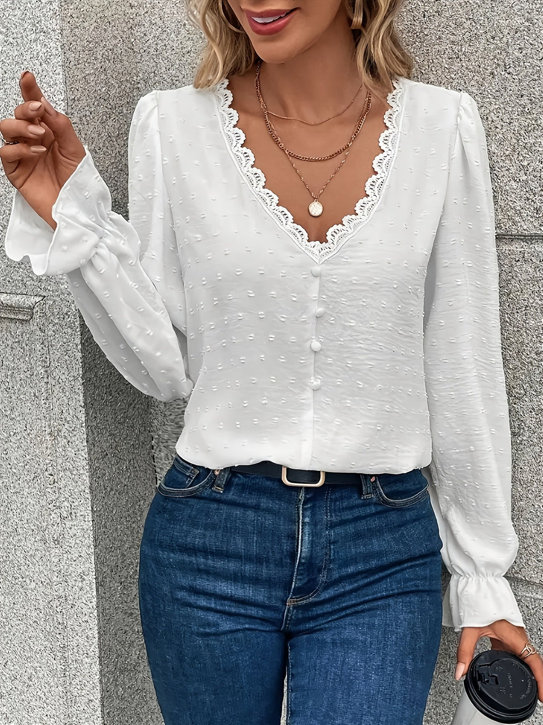 Elowen | Lace Trim Everyday Blouse
