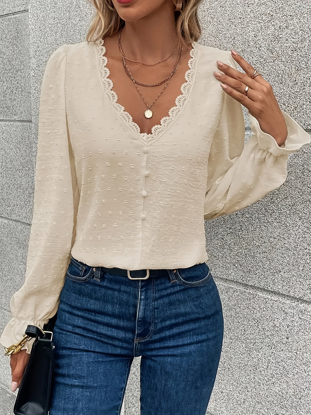 Elowen | Lace Trim Everyday Blouse
