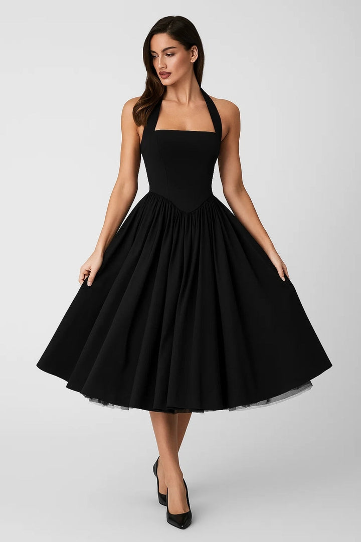 Harper | Open-Back Halter Midi Dress-EMMERI