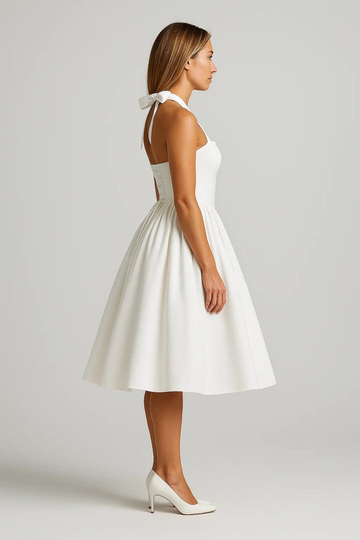 Harper | Open-Back Halter Midi Dress-EMMERI