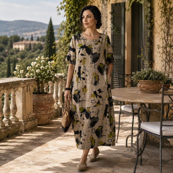 Mila | Printed Linen Pocket Dress