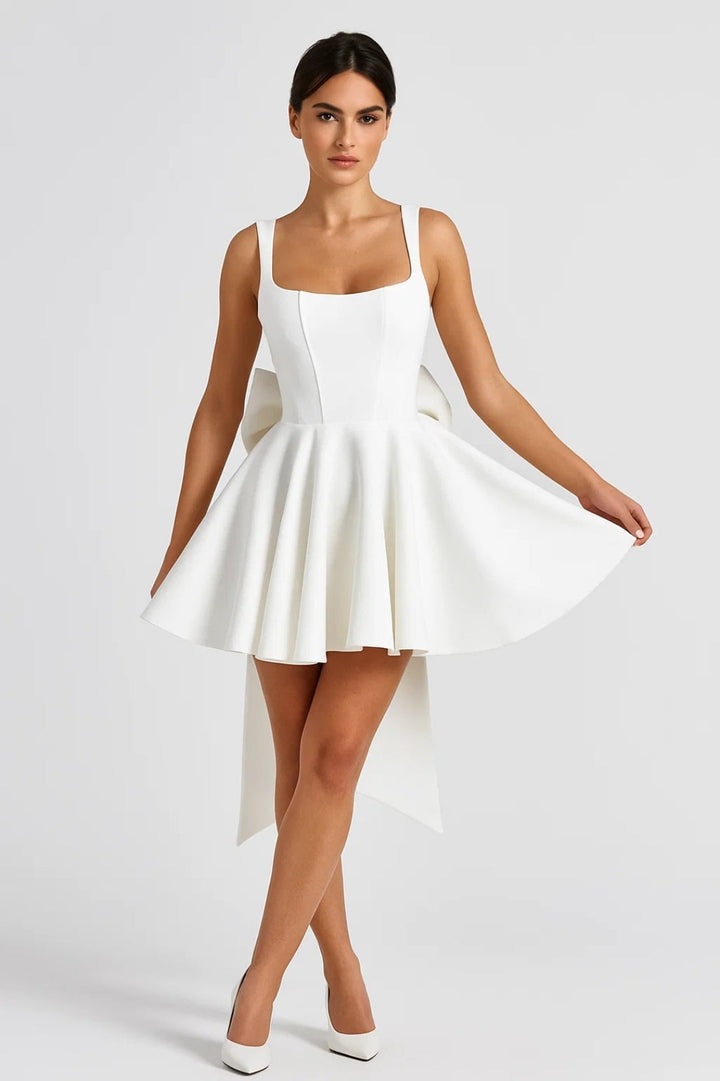 Women’s Mini Dress | Bustier Bodice | Flared Skirt & Back Bow for Weddings