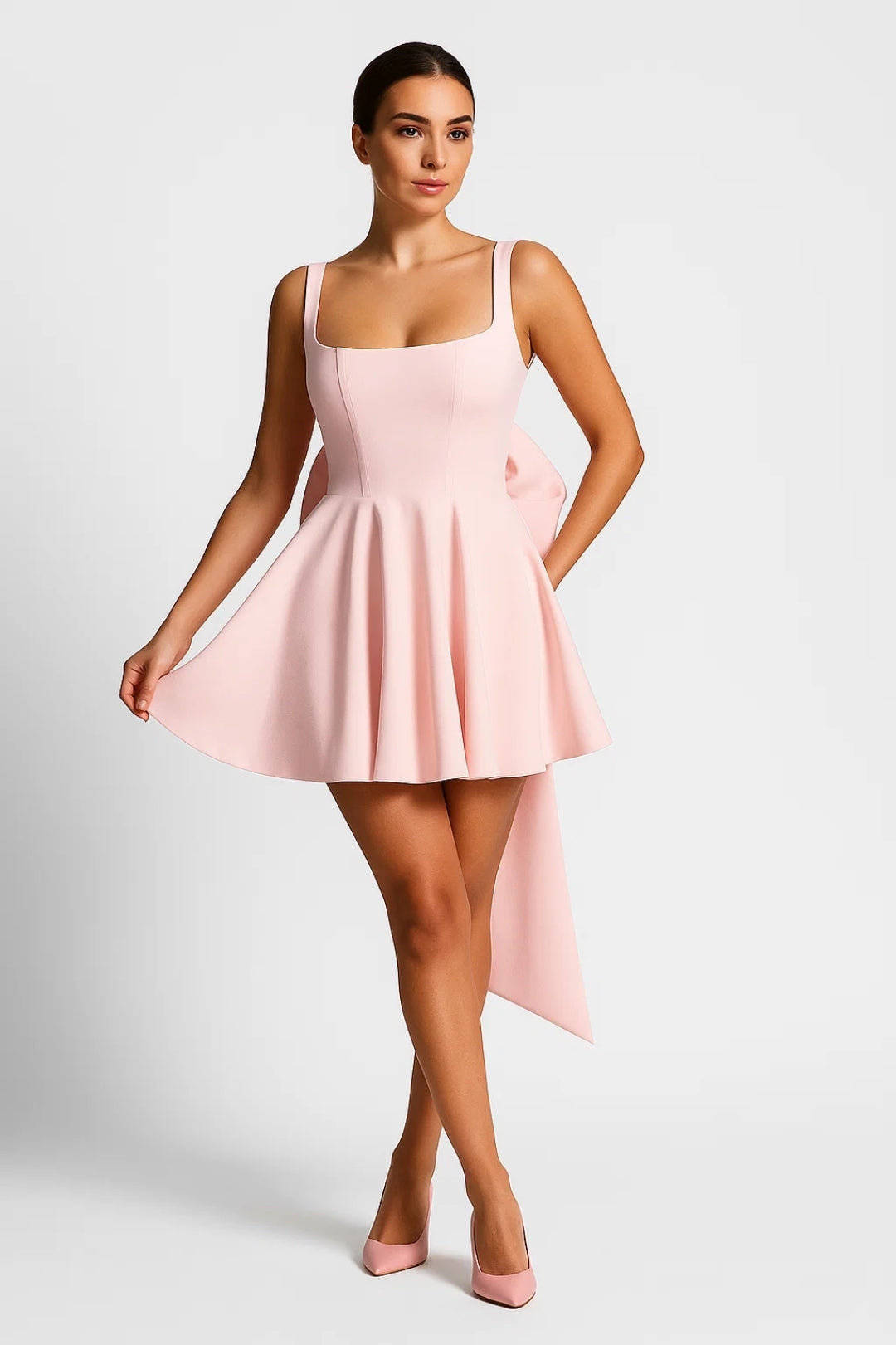 Women’s Mini Dress | Bustier Bodice | Flared Skirt & Back Bow for Weddings