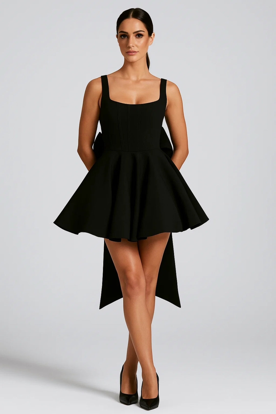 Women’s Mini Dress | Bustier Bodice | Flared Skirt & Back Bow for Weddings