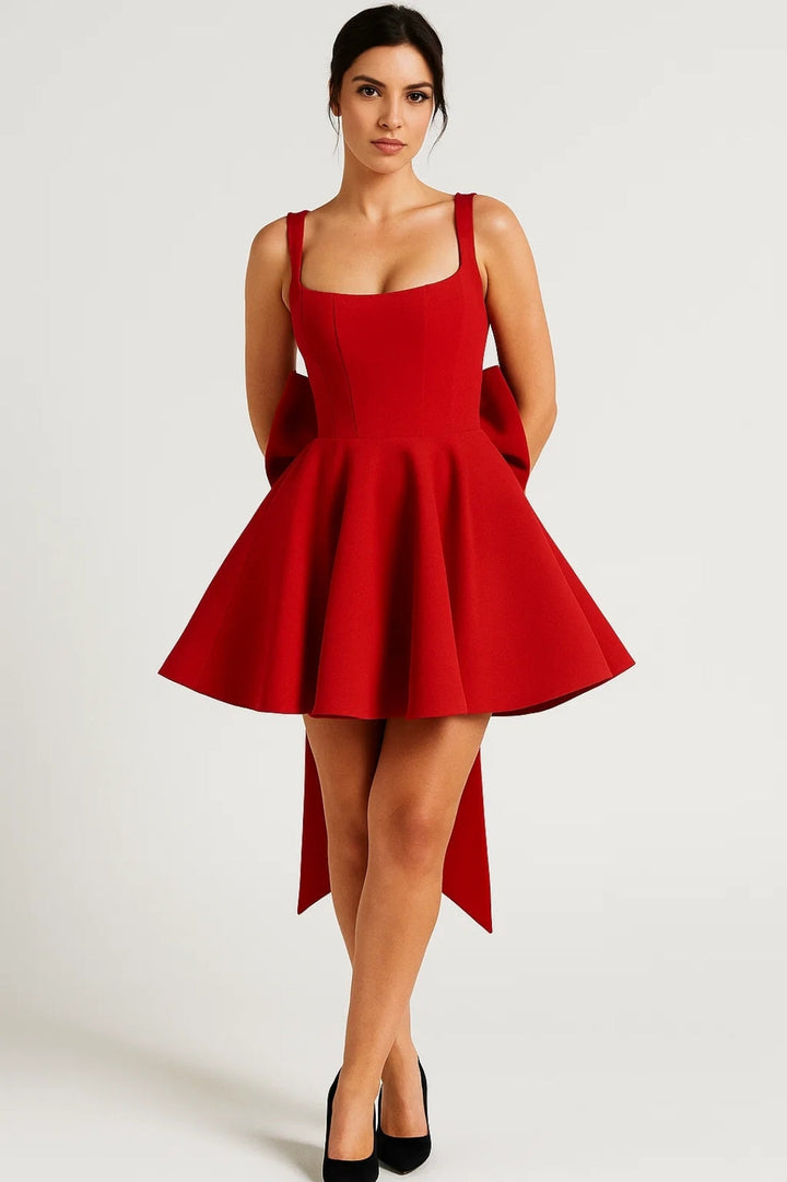 Women’s Mini Dress | Bustier Bodice | Flared Skirt & Back Bow for Weddings
