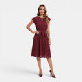 Elena | Pleated Waist-Tie Midi Dress