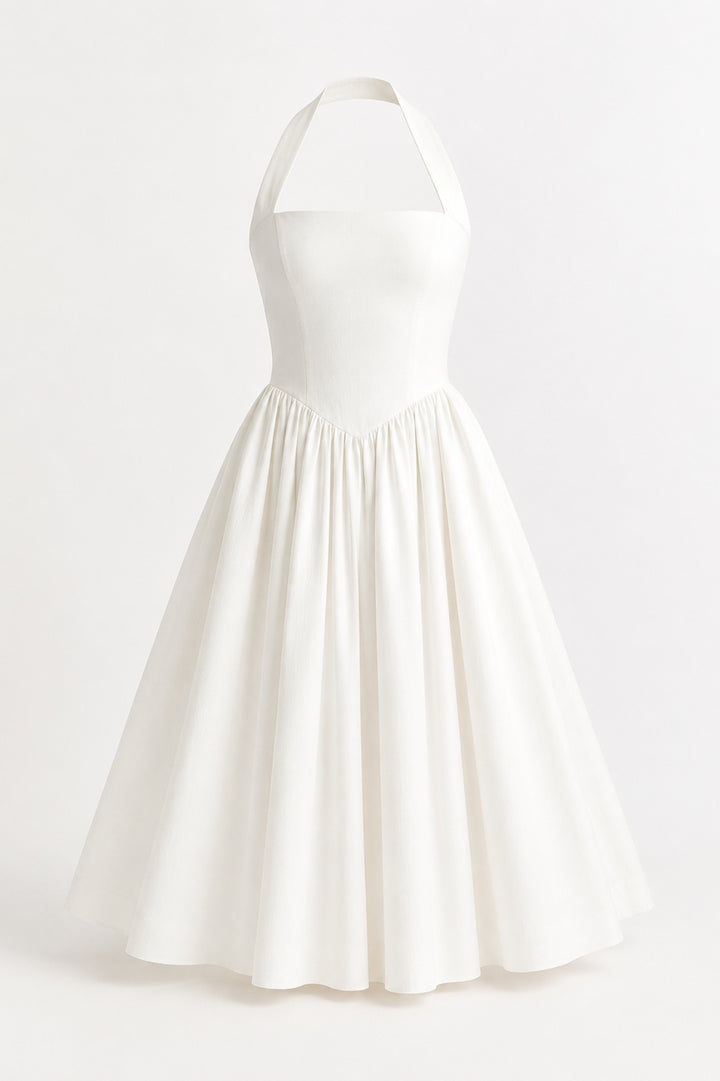 Harper | Open-Back Halter Midi Dress-EMMERI