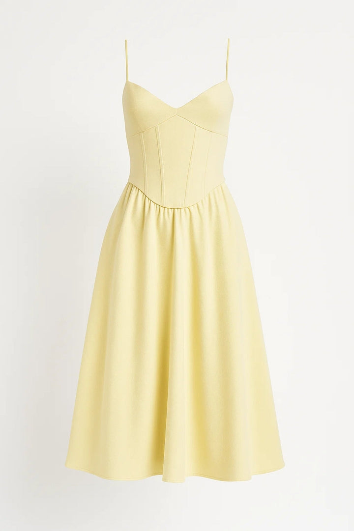 Ava | Romantic Bustier Midi Dress-EMMERI