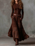 Vera | Patchwork Maxi Dress with Button Front and Belt