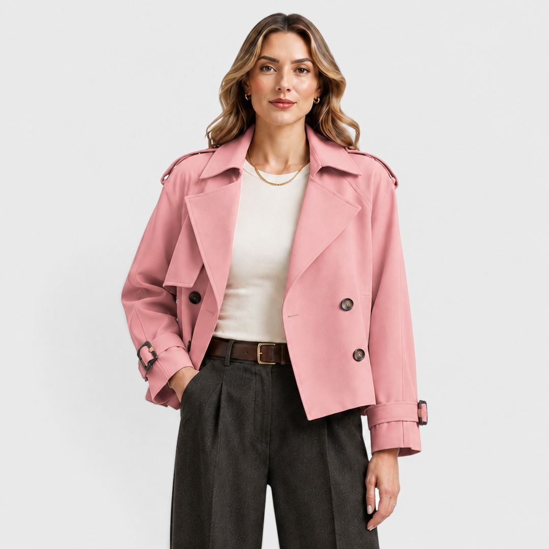 Ivy | Cropped Double-Breasted Trench Jacket